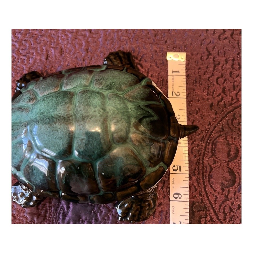 Vintage Blue Mountain Pottery Sea Turtle Canada Green Drip Glaze BMP 9x7x4 Walks - Picture 13 of 14
